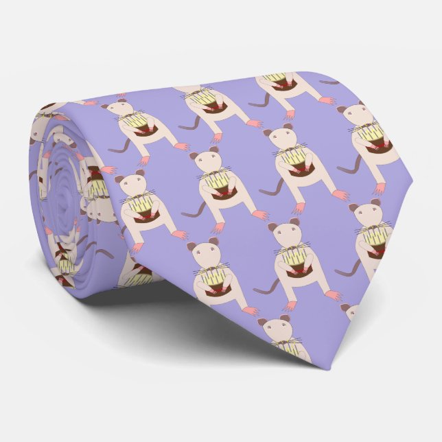 Siamese Rat with Birthday Cake Tie (Rolled)