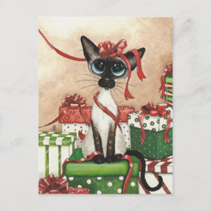 Siamese Red Ribbon Postcard