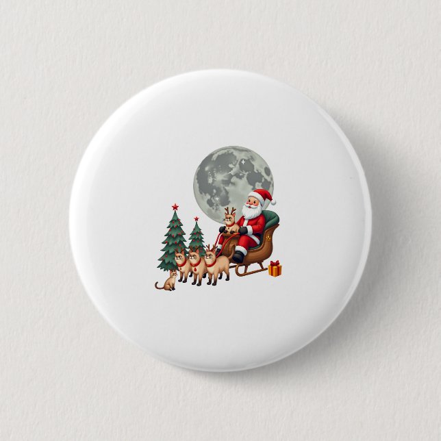 Siamese Reindeer Christmas Siamese Cat Lover Gifts 6 Cm Round Badge (Front)