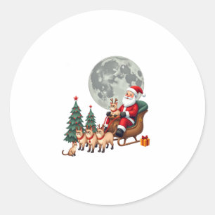 Siamese Reindeer Christmas Siamese Cat Lover Gifts Classic Round Sticker
