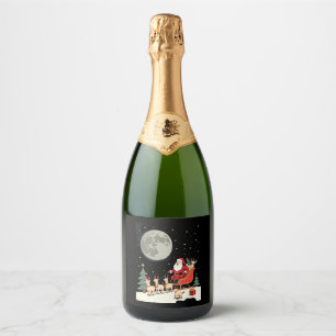 Siamese Reindeer Christmas Siamese Cat Lover Gifts Sparkling Wine Label
