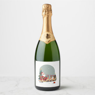 Siamese Reindeer Christmas Siamese Cat Lover Gifts Sparkling Wine Label