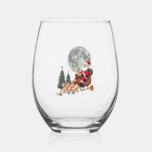 Siamese Reindeer Christmas Siamese Cat Lover Gifts Stemless Wine Glass