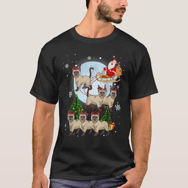 Siamese Reindeer Christmas Siamese Cat Lover Gifts T-Shirt (Front)