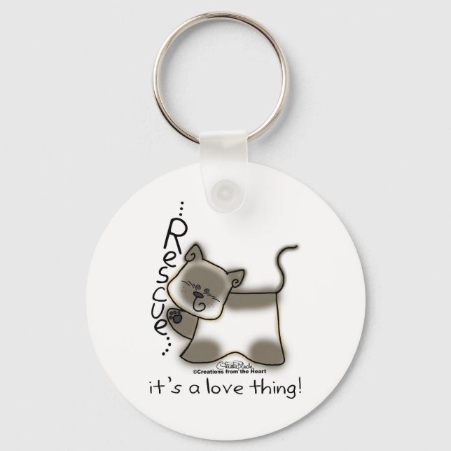 Siamese RESCUE...it's a love thing! Key Ring (Front)
