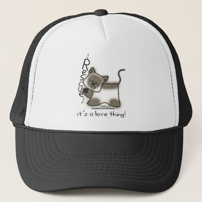Siamese RESCUE...it's a love thing! Trucker Hat (Front)
