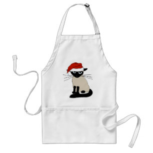 Siamese Santa Clause - Funny Holiday Kitty Cat Standard Apron
