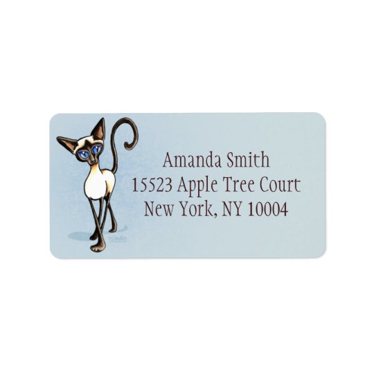 Siamese Seal Point Crosswalk Off-Leash Art™ Blue Address Label