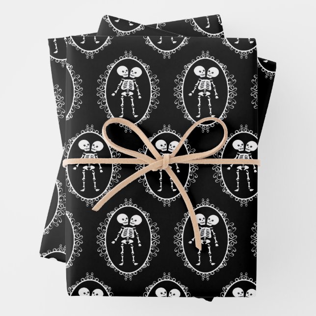 Siamese Twins Skeleton Wrapping Paper Sheet (In situ)