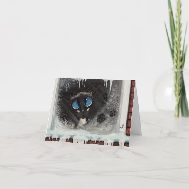 Siamese Winter Snow Cat by BiHrLe Card (Front)