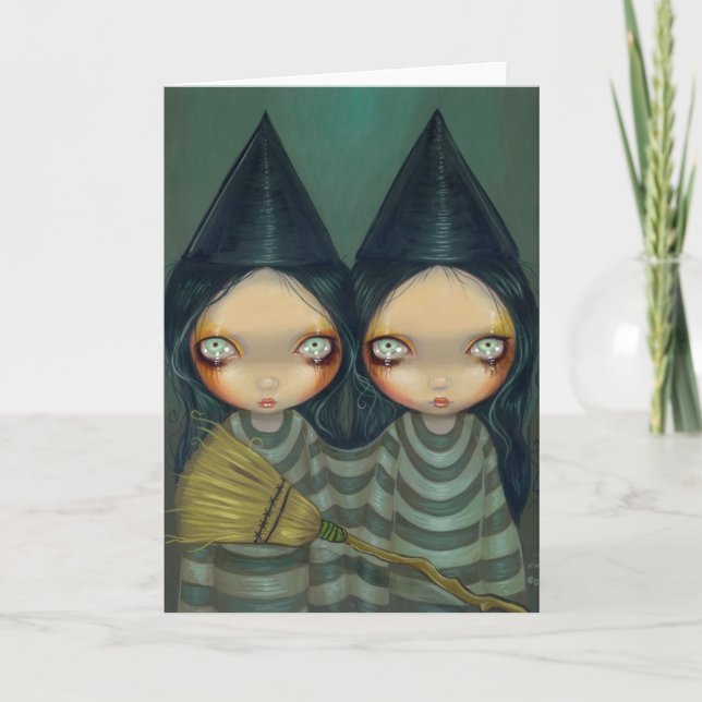 "Siamese Witch Twins" Greeting Card (Front)