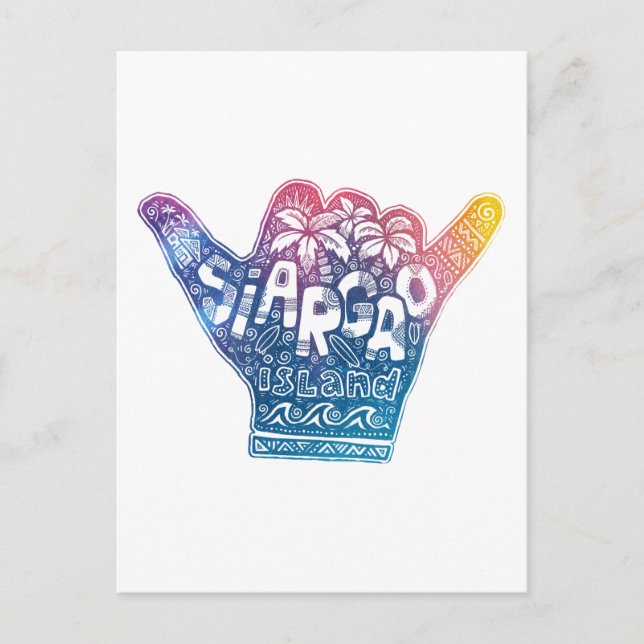 Siargao island surfing shaka hand postcard (Front)