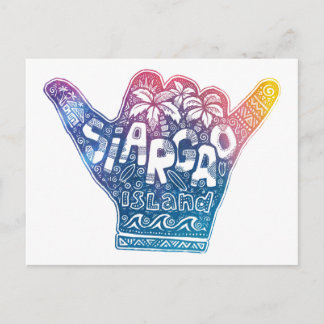Siargao island surfing shaka hand postcard