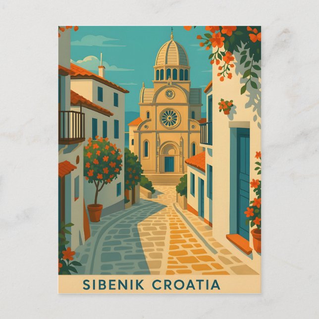 Šibenik Croatia Vintage Travel PostCAR– St. James  Postcard (Front)
