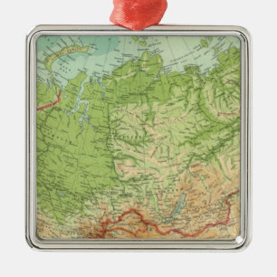 Siberia map with shipping routes metal ornament