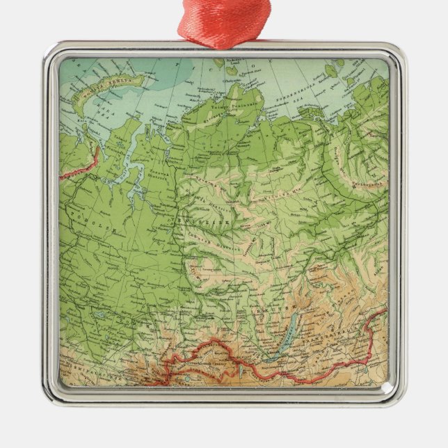 Siberia map with shipping routes metal ornament (Front)