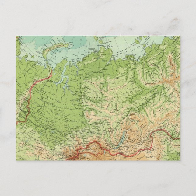 Siberia map with shipping routes postcard (Front)