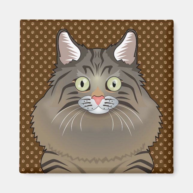 Siberian Cat Cartoon Paws Magnet (Front)