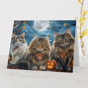 Siberian Cat Halloween Spooky Card