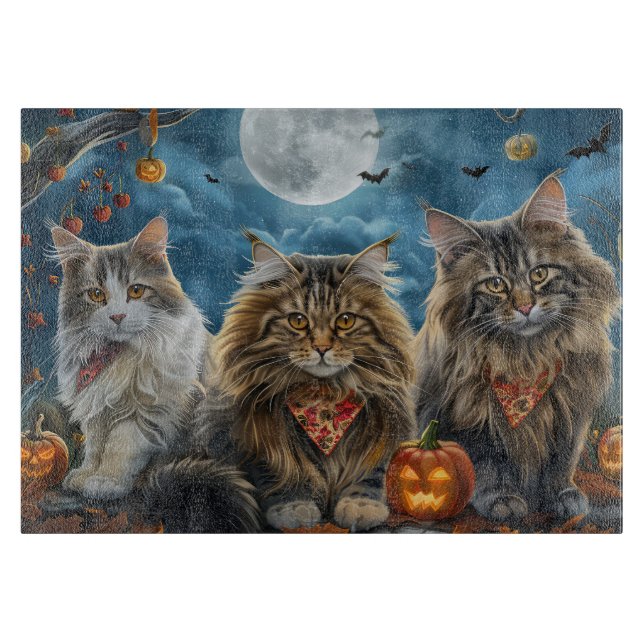 Siberian Cat Halloween Spooky  Cutting Board (Front)