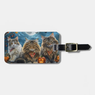 Siberian Cat Halloween Spooky  Luggage Tag