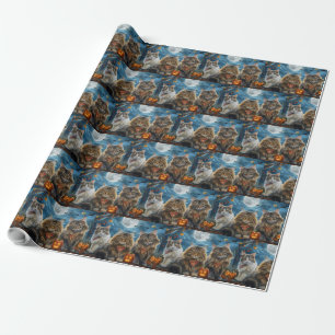 Siberian Cat Halloween Spooky  Wrapping Paper
