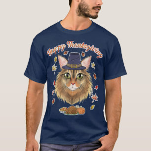 Siberian Cat Lover I Happy Thanksgiving  T-Shirt