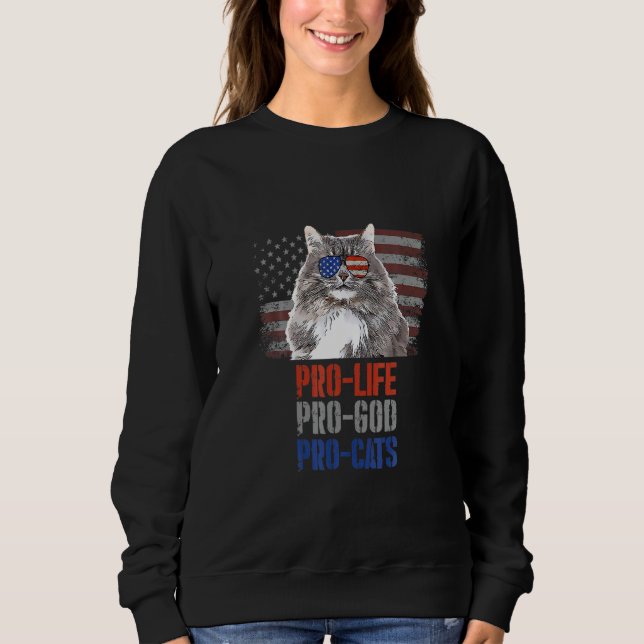 Siberian Cat Pro Life Pro God Pro Cats American Fl Sweatshirt (Front)