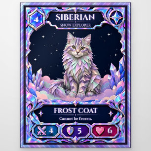 Siberian Cat, Rainbow Foil Art Postcard