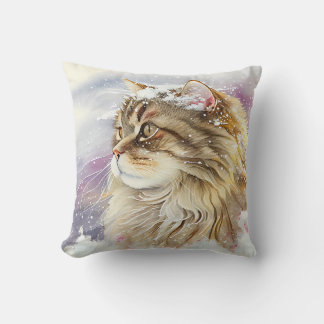 Siberian Cat Throw Pillow