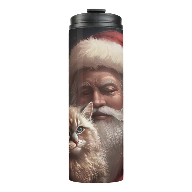 Siberian Cat With Santa Claus Festive Christmas  Thermal Tumbler (Front)