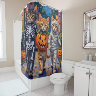 Siberian Cats Trick-or-Treating Halloween Costumes Shower Curtain
