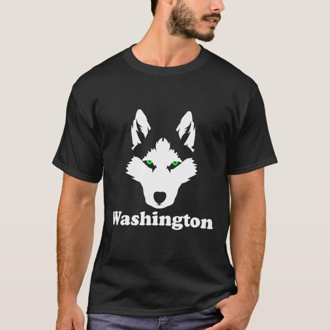 Siberian Huskies Dog Owner State Washington Husky T-Shirt (Front)