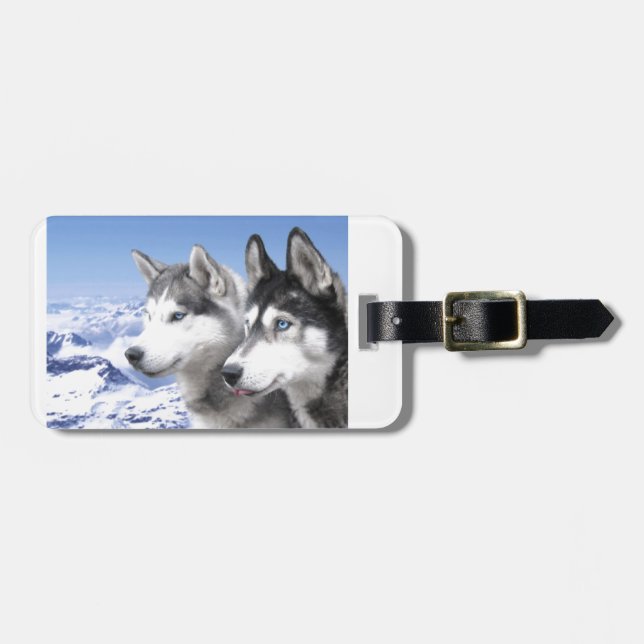 Siberian Huskies Luggage Tag (Front Horizontal)