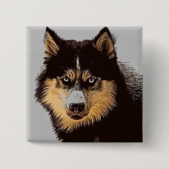 Siberian Husky 15 Cm Square Badge (Front)