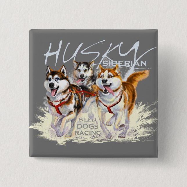 siberian husky 15 cm square badge (Front)
