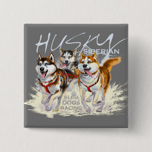 siberian husky 15 cm square badge