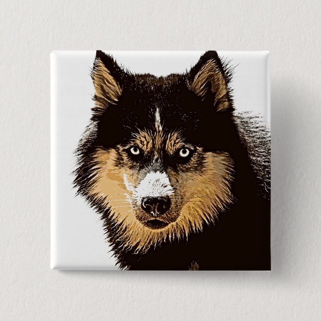 Siberian Husky 15 Cm Square Badge (Front)