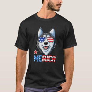 Siberian Husky 4th of July Gifts Merica Men Americ T-Shirt