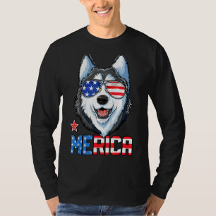 Siberian Husky 4th Of July Merica Men Women Americ T-Shirt