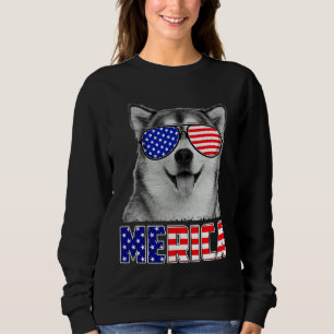 Siberian Husky 4th Of July Merica Usa Flag Dog Me Sweatshirt
