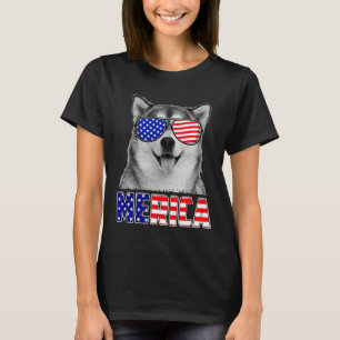 Siberian Husky 4th Of July Merica Usa Flag Dog Me T-Shirt