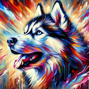 Siberian Husky Acrylic Print Colourful Vibrant Jigsaw Puzzle