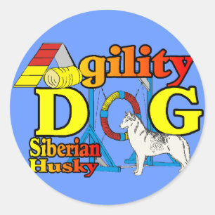 Siberian Husky Agility Classic Round Sticker