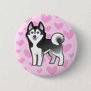 Siberian Husky / Alaskan Malamute Love 6 Cm Round Badge