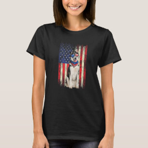 Siberian Husky American Flag 4th Of July Patriotic T-Shirt