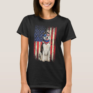 Siberian Husky American Flag 4th Of July Patriotic T-Shirt