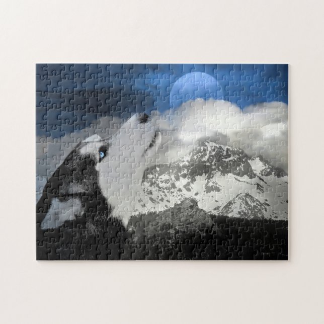 Siberian Husky and the Moon Jigsaw Puzzle (Horizontal)