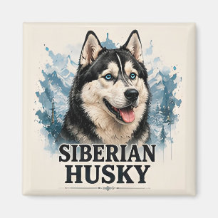 Siberian Husky Arctic Dog Portrait Premium Artwork Magnet