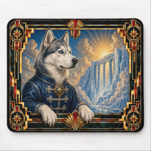 Siberian Husky, Art Deco Dog Mouse Pad